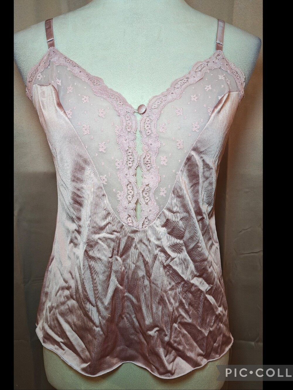 🌸 Vintage Coquette Dusty Rose Satin & Lace Cami 🌸